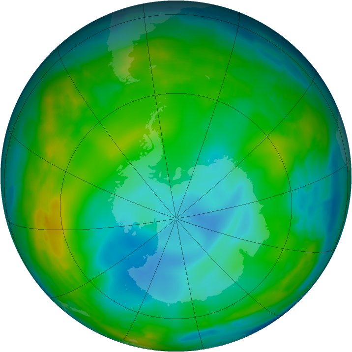 Antarctic ozone map for 02 July 2009